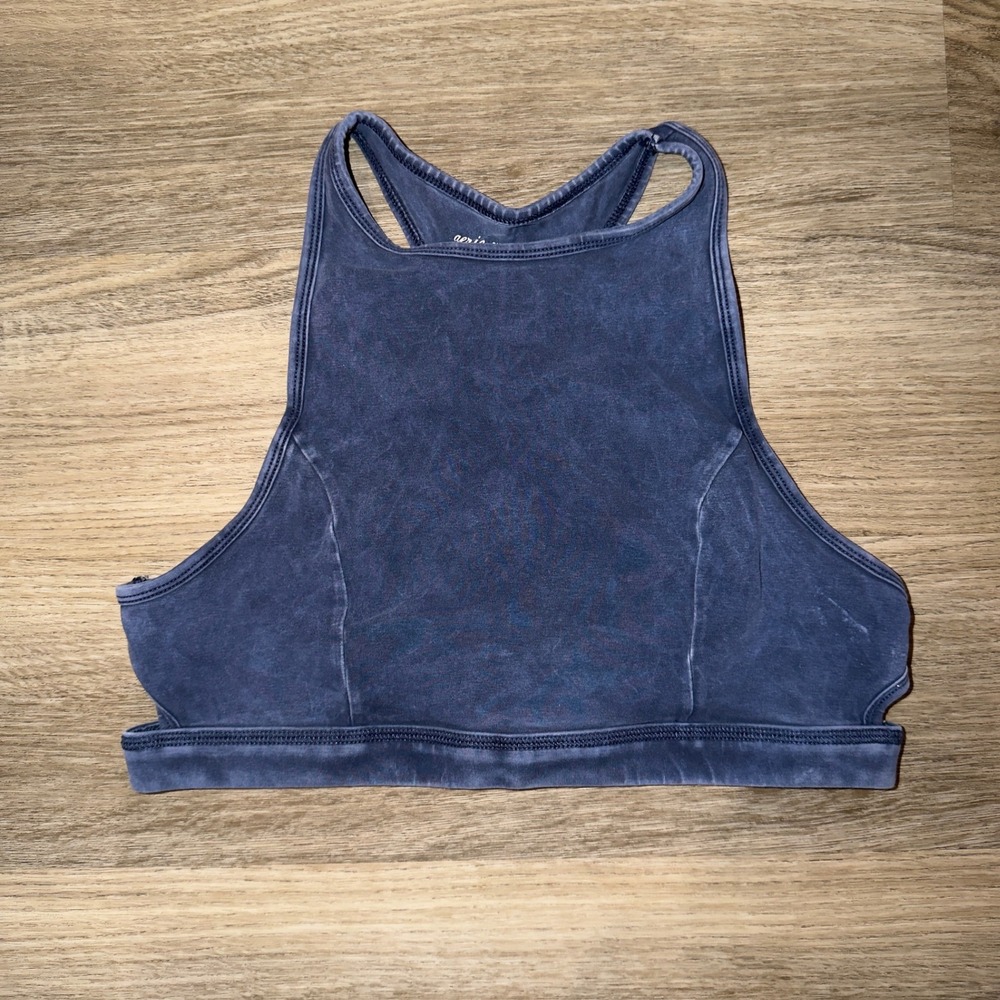 Aerie High‎ Neck Longline Sports Bra Blue Racerback Athletic Size L